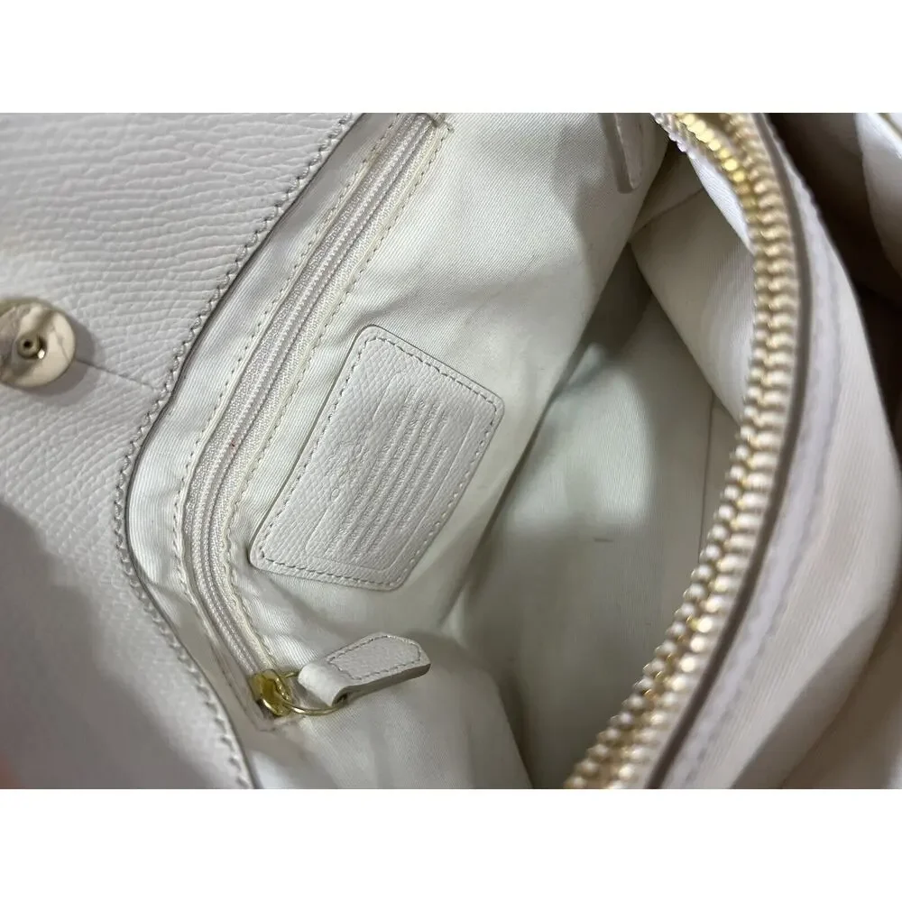 Coach F34663 Authenticated Minetta Chalk Cross-grained Leather Handbag‎ Purse